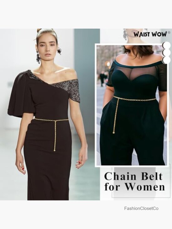 Multi-Layer Link Chain Belt for Women Gold Tone Chunky Waist Chain for Dress main image 6
